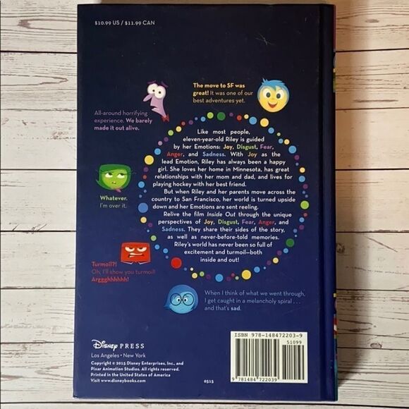 3/$30 DISNEY Pixar Inside Out hardcover book - Picture 2 of 2